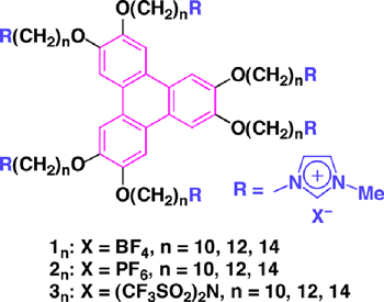 Fig. 2 Molecular structure of triphenylene derivatives 1-3