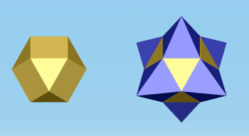 Fig. 1. A cubic octahedron, and a star-shaped octahedron derived from it.