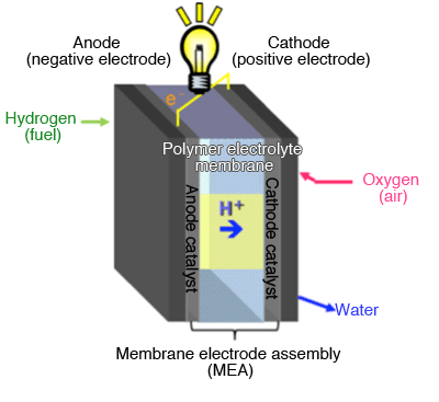 Fig. 1. Schematic diagram representing a fuel cell (hydrogen fuelled).