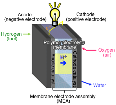 Fig. 1. Schematic diagram representing a fuel cell (hydrogen fuelled).