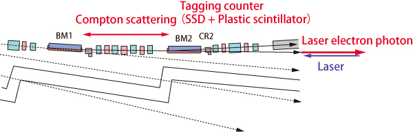 Figure 1. Schematic diagram of the region where the electron beams in a storage ring and laser collide.