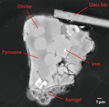Fig. 3	Electron microscopic image of comet dust particle Torajiro.