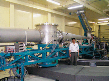 Fig. 2 Giant inelastic X-ray scattering spectrometer with total length of 20 m.