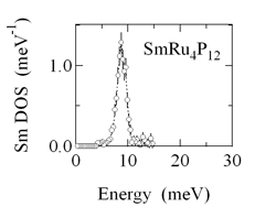 図2．核共鳴非弾性散乱を用いて得られたサマリウム原子（Sm）の原子の振動エネルギーの分布