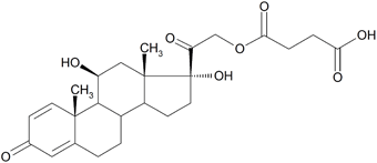 図1．「ステロイド系の医薬品コハク酸プレドニゾロン」の構造式