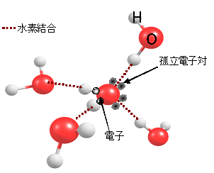 水の4つの水素結合の模式図