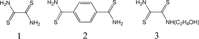 図３．研究に使用したジチオオキサミド配位子の化学構造