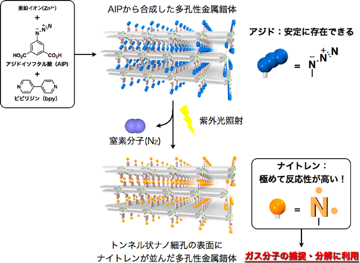 図1　今回開発に成功した多孔性金属錯体の粉末結晶(左)と単結晶(右)