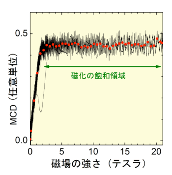 図３：図２のMCD測定結果から得たコバルト(Co)だけの磁化曲線