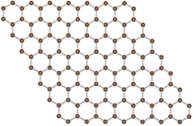 図1：炭素の二次元層状結晶：グラフェンの構造。