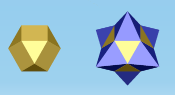 図1 立方八面体と星形化した立方八面体