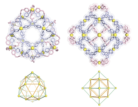 図3 単結晶構造解析によって明らかになった星形化した立方八面体の分子