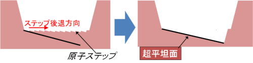 図4　微細加工Si表面上でのSi原子昇華反応の空間的閉じ込めによる超平坦面の作製