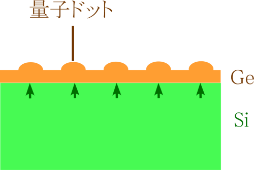 図1　シリコン（Si）基板上のゲルマニウム（Ge）量子ドットの概念図