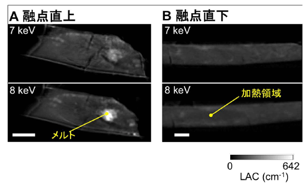 図2：高圧高温実験後に得られた、試料内部のX線CT画像