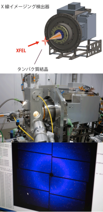 図2　開発したX線イメージング検出器を用いたタンパク質構造解析実験の様子