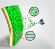 スプレーコーティングによるガスバリア性透明有機無機ハイブリッド薄膜の調製過程の模式図