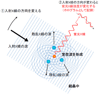 図：蛍光Ｘ線ホログラフィー測定原理図。