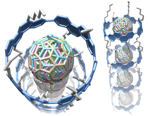 Fig. 4　Packing structures of molecular peapod