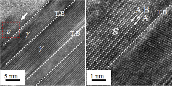 図５．SUS304試料片（伸び20%）の高分解能電子顕微鏡像