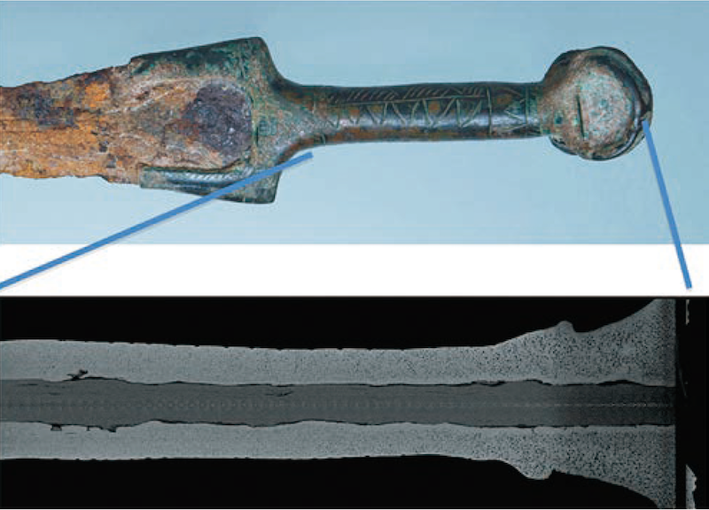 バイメタル剣の柄内部（広島大学考古学研究室所蔵