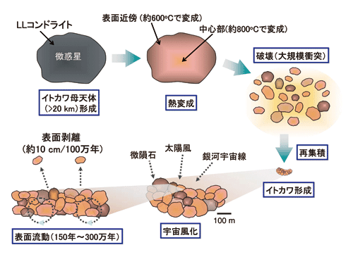 図1．小惑星イトカワの形成過程概念図